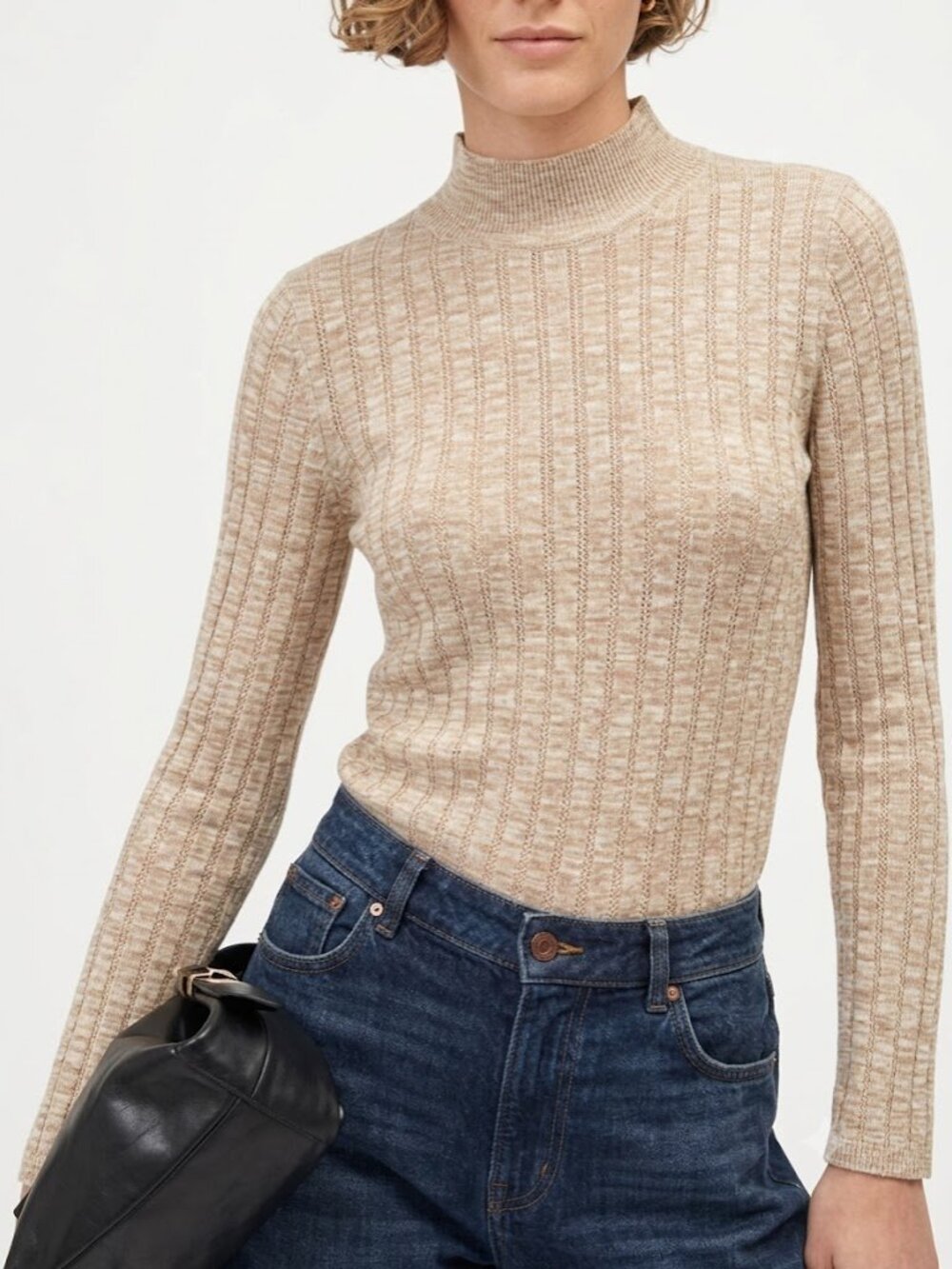 MADEWELL Light Marled Brown Alpaca-Blend Mock Neck Sweater Size Medium NWT